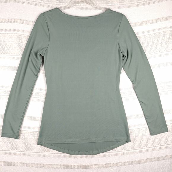 Kindred Bravely Sage Green Stretch Long Sleeve Layered Top Small Petite - Picture 2 of 7